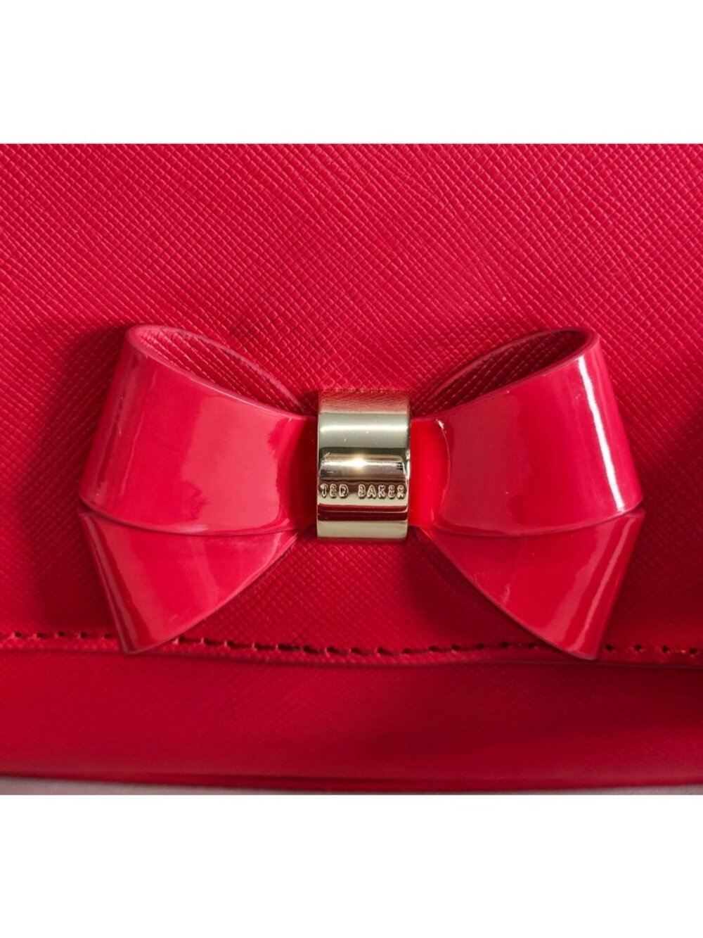 NWT Ted Baker Women's Fuchsia Leather Angiee Bow Detail Shoulder Bag Small 2173 - Picture 6 of 12